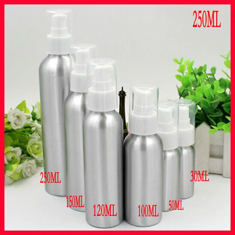 250ml aluminum bottle cosmetics bottle makeup Refillable Bottles w white pump head CONTAINER 100pcs
250ml aluminum bottle cosmetics bottle makeup Refillable Bottles w white pump head CONTAINER 100pcs