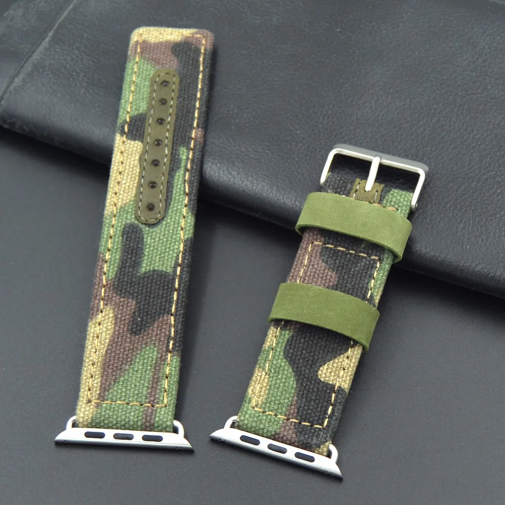 High Quality canvas Camouflage army green Inside Leather 38MM/42MM Width for Apple Watch Strap Band For Apple Watches Fashion
High Quality canvas Camouflage army green Inside Leather 38MM/42MM Width for Apple Watch Strap Band For Apple Watches Fashion