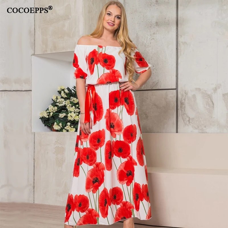 2019 Women sexy Lotus Print 5XL 6XL Plus Size Long floor length Dress Large size off shoulder Slash neck Maxi Dresses clothes
2019 Women sexy Lotus Print 5XL 6XL Plus Size Long floor length Dress Large size off shoulder Slash neck Maxi Dresses clothes