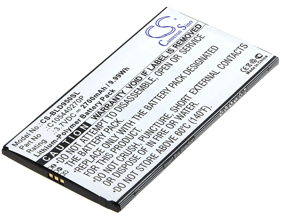 Аккумулятор Cameron Sino 2700 мАч C105440270P для BLU D950, D950L, D950U, Dash X Plus
Аккумулятор Cameron Sino 2700 мАч C105440270P для BLU D950, D950L, D950U, Dash X Plus