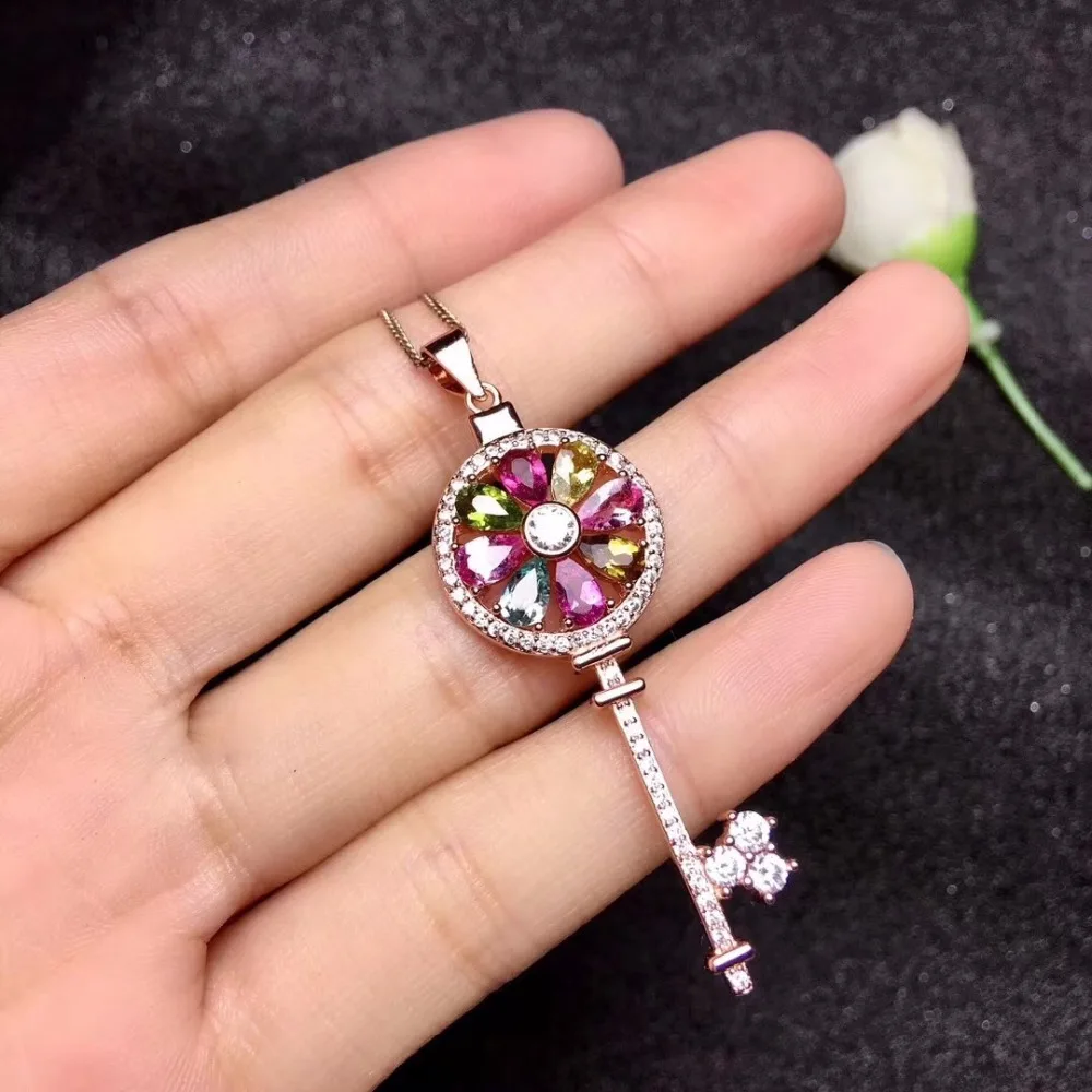 Uloveido Tourmaline Gemstone Key Pendant Necklace Women 925 Sterling Silver Multicolor Crystals Necklace Pendant for Girls FN287
Uloveido Tourmaline Gemstone Key Pendant Necklace Women 925 Sterling Silver Multicolor Crystals Necklace Pendant for Girls FN287