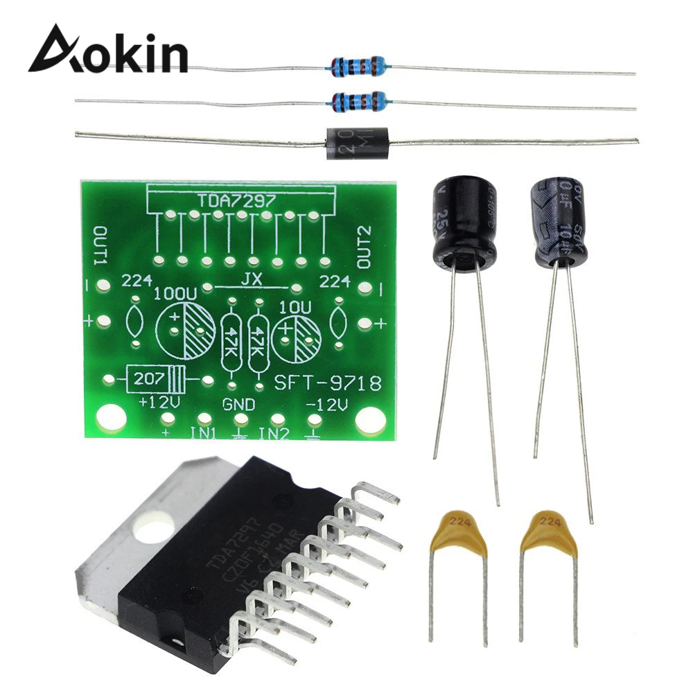 TDA7297 15W amplifier board spare parts dc 12v grade 2.0 dual audio encoding 15w electronic diy kit
TDA7297 15W amplifier board spare parts dc 12v grade 2.0 dual audio encoding 15w electronic diy kit