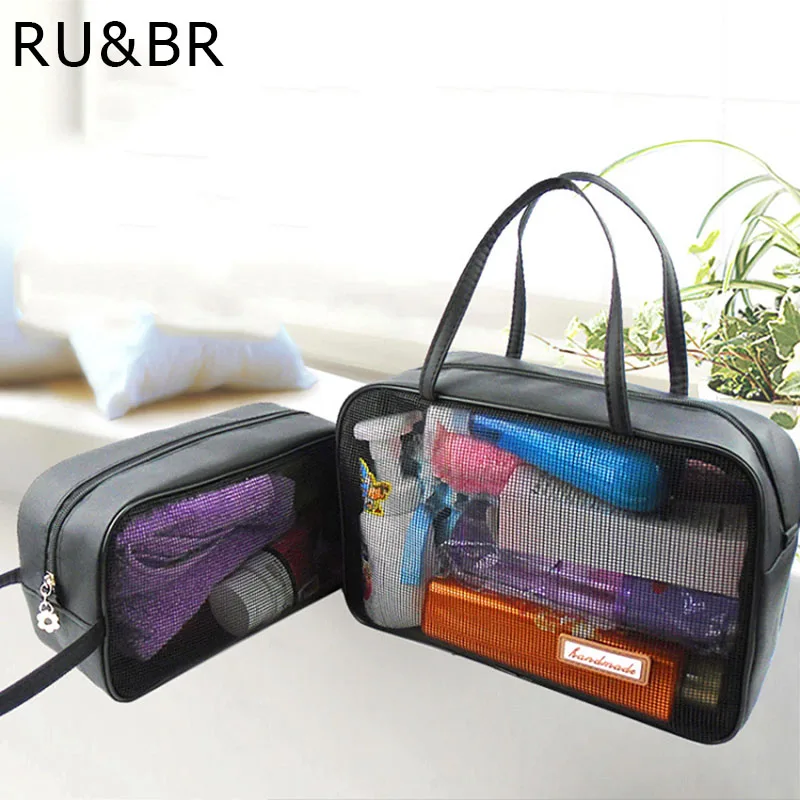 RU и br 2 шт. косметический набор Мода сетке сумка для womem Для мужчин Travel Organizer Макияж