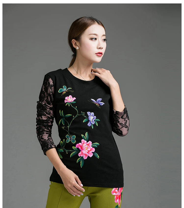 New2018Women Winter Warm Fleece cotton t shirt Slim fit Chinese style Hand Painted Lace patchwork tees Oversize tops XL-XXXXXL
New2018Women Winter Warm Fleece cotton t shirt Slim fit Chinese style Hand Painted Lace patchwork tees Oversize tops XL-XXXXXL