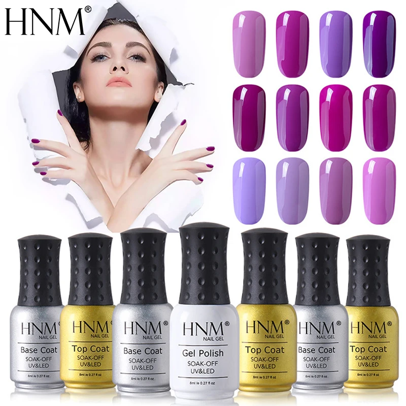 HNM 8 мл чистый цвет УФ гель для ногтей отмачиваемый Гель лак Lucky GelPolish длинные