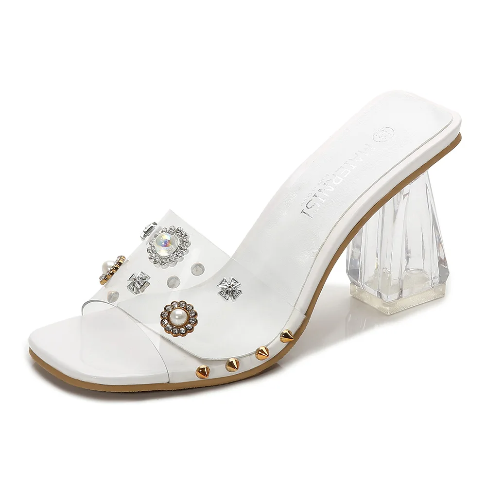 PVC Summer Clear Transparent Slippers Women Shoes Woman Mules Slides Peep Toe High Heels 8CM Slippers Female Pearl Ladies Shoes
PVC Summer Clear Transparent Slippers Women Shoes Woman Mules Slides Peep Toe High Heels 8CM Slippers Female Pearl Ladies Shoes