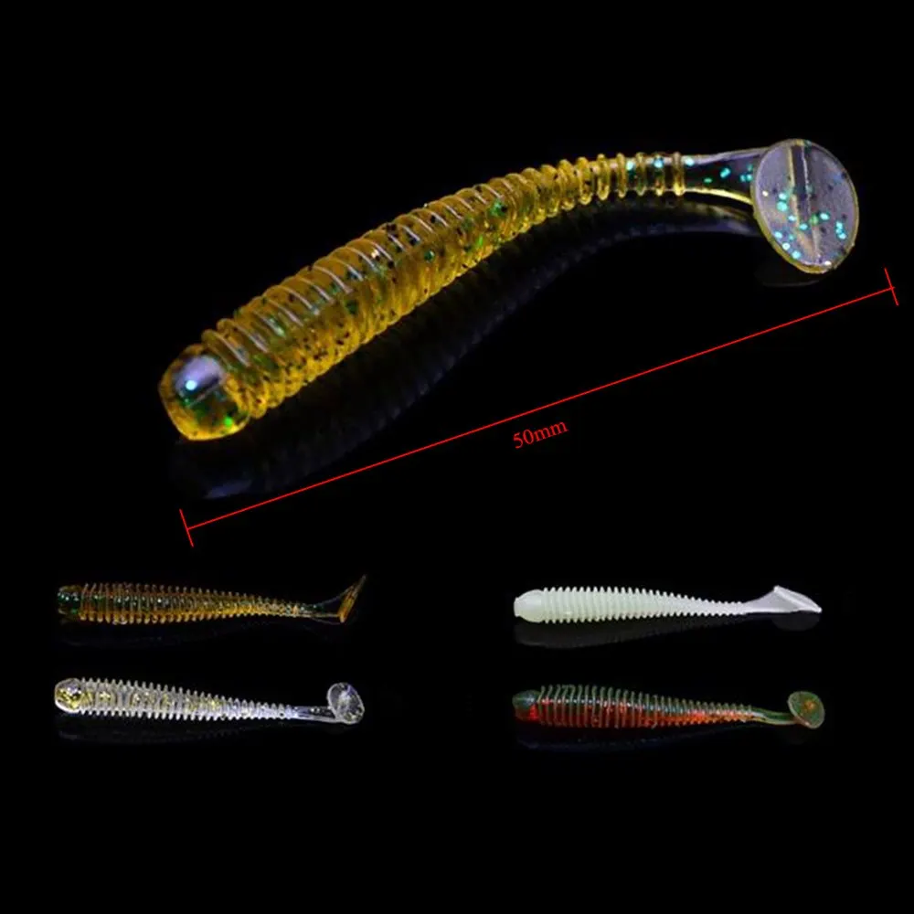 12 Pcs/Lot 5cm 0.6g Artificial Soft Fishing Lures Lightweight Grub Worm Lures Swimbait Carp Fishing Tackle De Pesca