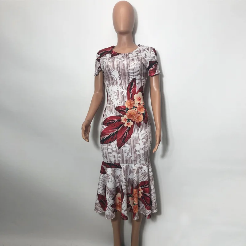 Women's Vintage Flower Print Slim Mermaid Dress Sexy Casual Sheath Bodycon Dress Women Mid-Calf Dresses
Women's Vintage Flower Print Slim Mermaid Dress Sexy Casual Sheath Bodycon Dress Women Mid-Calf Dresses