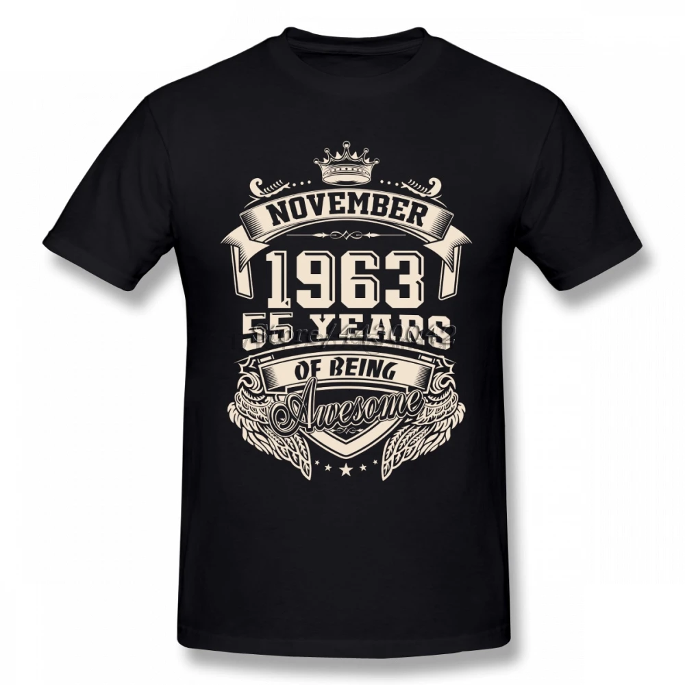 Родившиеся в ноябре 1963 55 лет удивительные футболки для мужчин Изделие из хлопка с