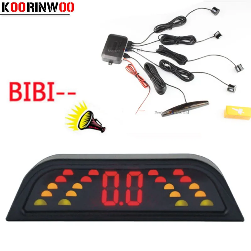 

Koorinwoo 2023 Parktronic Car Parking Sensors LCD Display 4 Radars Buzzer bibi Alarm Alert Indicator Probes Car-detector Blind