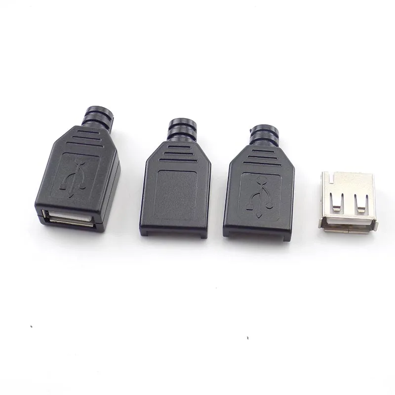 10 шт. Тип Мини Женский 2 0 USB 4-контактный разъем с черная пластиковая крышка припоя