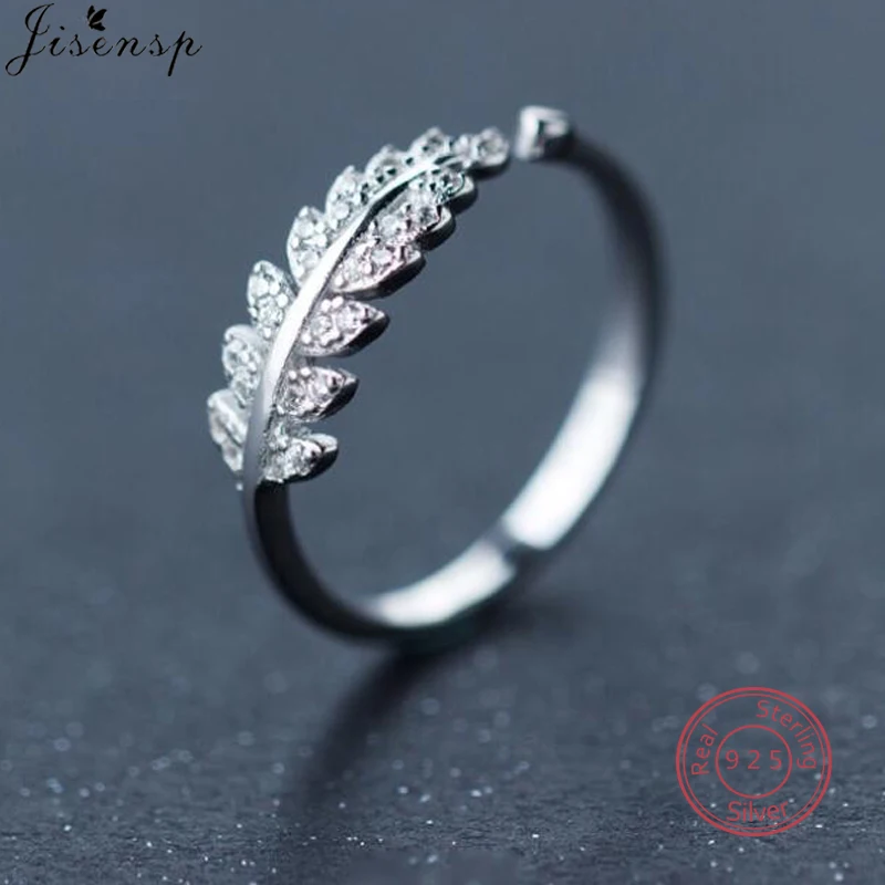 Jisensp Pure 925 Sterling Silver CZ Leaf Rings for Women Wedding Jewelry Feather Female Plant Simple Opening Ring bijoux
Jisensp Pure 925 Sterling Silver CZ Leaf Rings for Women Wedding Jewelry Feather Female Plant Simple Opening Ring bijoux