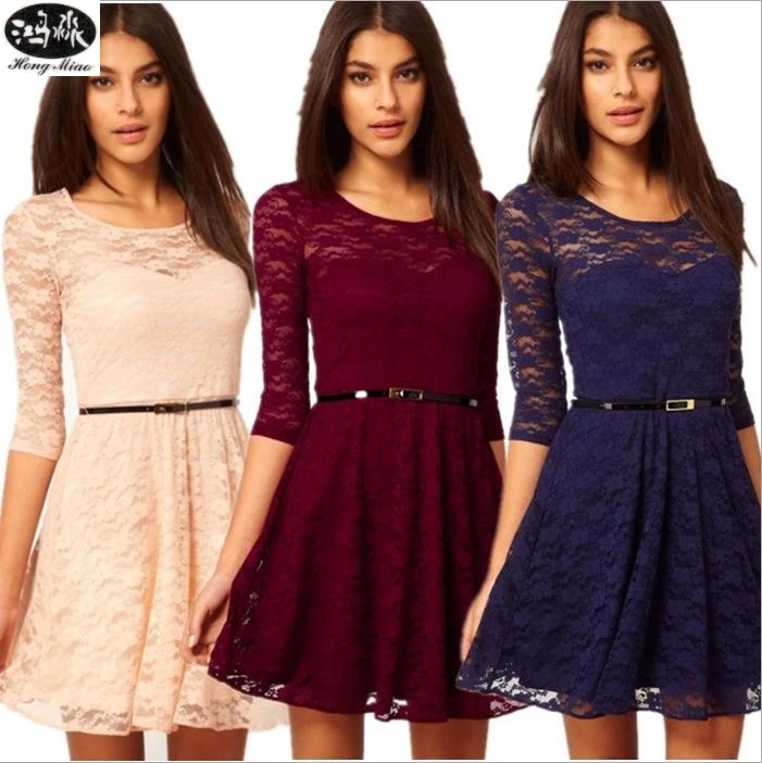 HongMiao 2018 New Fashion Commuter Style Casual Versatile Dress Slim Pleated Lace Mid-sleeve Crew Neck Dress Autumn New Product
HongMiao 2018 New Fashion Commuter Style Casual Versatile Dress Slim Pleated Lace Mid-sleeve Crew Neck Dress Autumn New Product