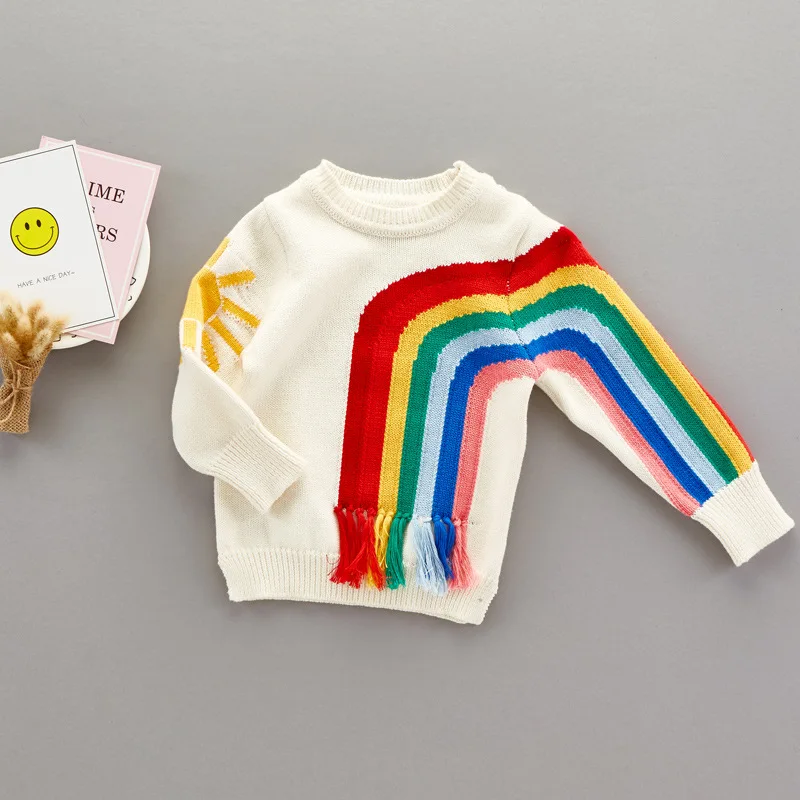 Cute Girls Boys Rainbow Sun Knitted Tassels Sweater Tops Candy Color Patchwork Autumn Spring Blouse
Cute Girls Boys Rainbow Sun Knitted Tassels Sweater Tops Candy Color Patchwork Autumn Spring Blouse