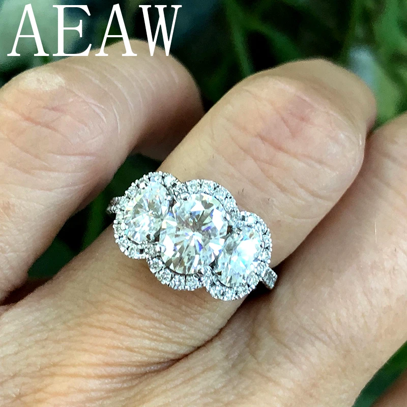 Oval Cut Engagement&Wedding Halo Moissanite Diamond Ring 3 Stones Total 2.5ctw Genuine 14K 585 White Gold for Women
Oval Cut Engagement&Wedding Halo Moissanite Diamond Ring 3 Stones Total 2.5ctw Genuine 14K 585 White Gold for Women