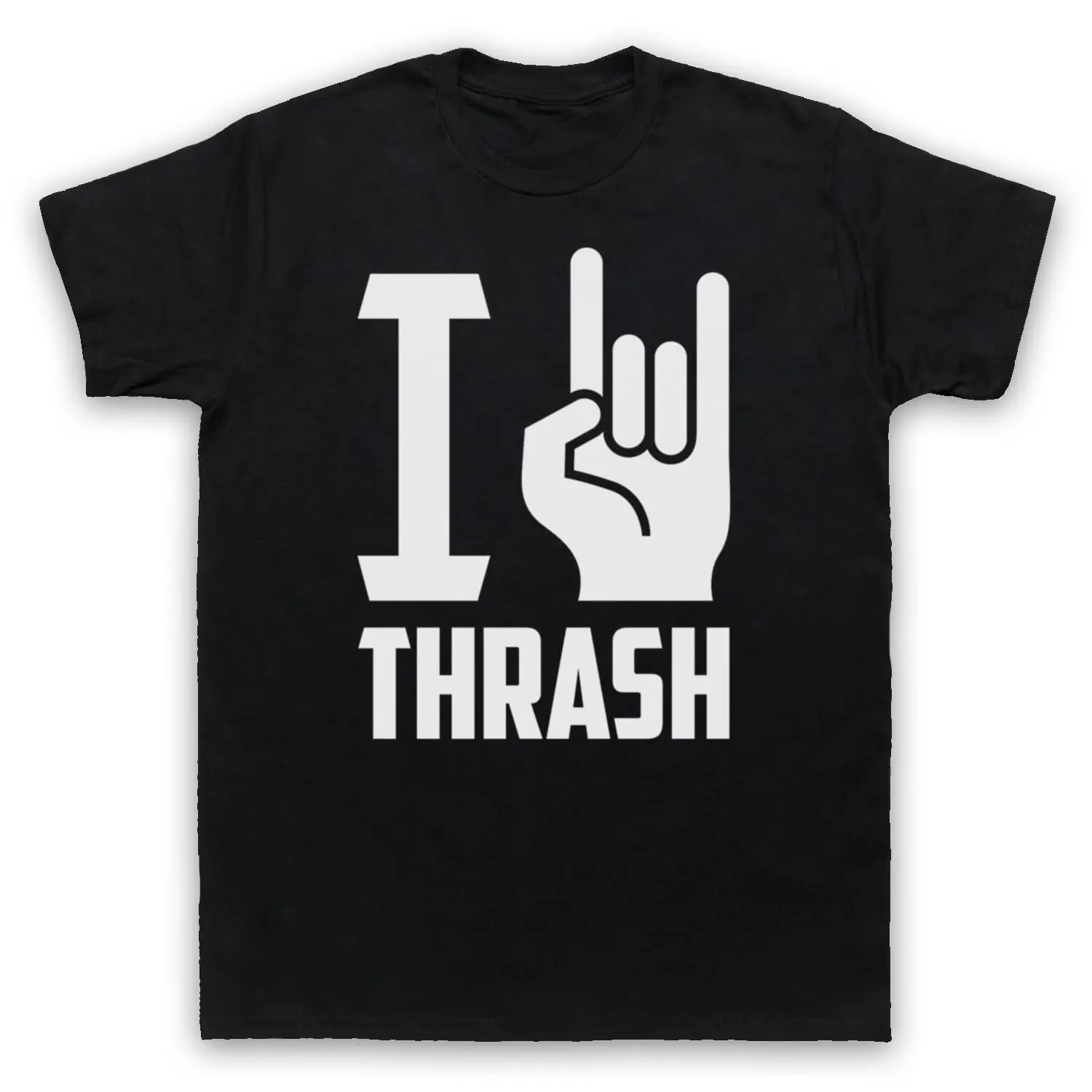 Футболка с надписью I LOVE THRASH METAL в стиле ретро HARD ROCK DEATH GUITAR летняя хлопковая