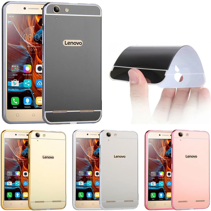 Чехол Lenovo Vibe K 5 K5 Plus с металлической рамкой и зеркальной задней крышкой жесткий
