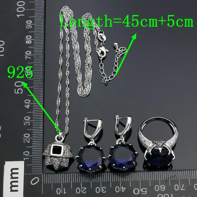 925 Silver Jewelry Sets For Women Party Accessories Blue Stones White Cubic Zirconia Earrings Pendant Necklace Ring Set
925 Silver Jewelry Sets For Women Party Accessories Blue Stones White Cubic Zirconia Earrings Pendant Necklace Ring Set