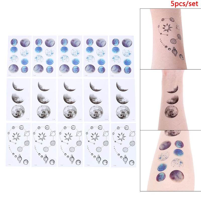 5Pcs Watercolor Planets Galaxy Moon Star Water Transfer Tattoo Stickers Men Women Universe Temporary Tattoo Spaceman
5Pcs Watercolor Planets Galaxy Moon Star Water Transfer Tattoo Stickers Men Women Universe Temporary Tattoo Spaceman