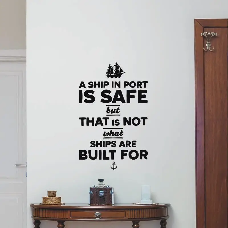 Wall Decal Vinyl Sticker Quote A Ship in Port is Safe With A Ship and Anchor Art Home House Window Decoration Design DIY WW-455
Wall Decal Vinyl Sticker Quote A Ship in Port is Safe With A Ship and Anchor Art Home House Window Decoration Design DIY WW-455