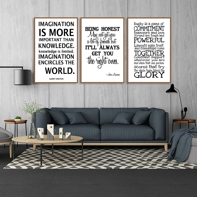 Motivational Letter Quotes Art Poster Abstract Black & White Minimalist Canvas Painting Hd Print Bedroom Decoration Wall Picture | Дом и
