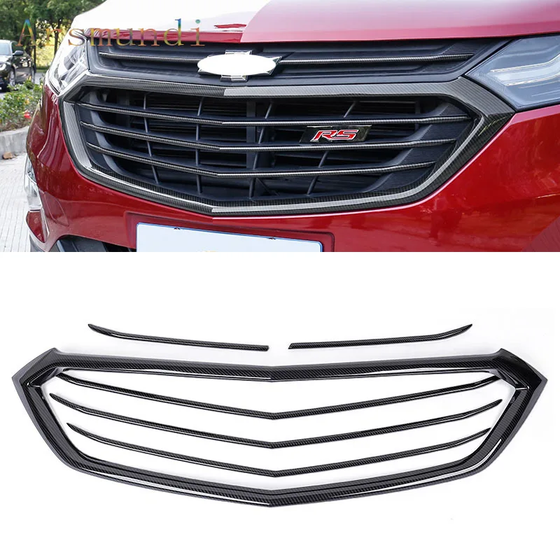 Для Chevrolet Equinox 2017 2018 ABS углеродного волокна стиль Передняя решетка гриль крышка