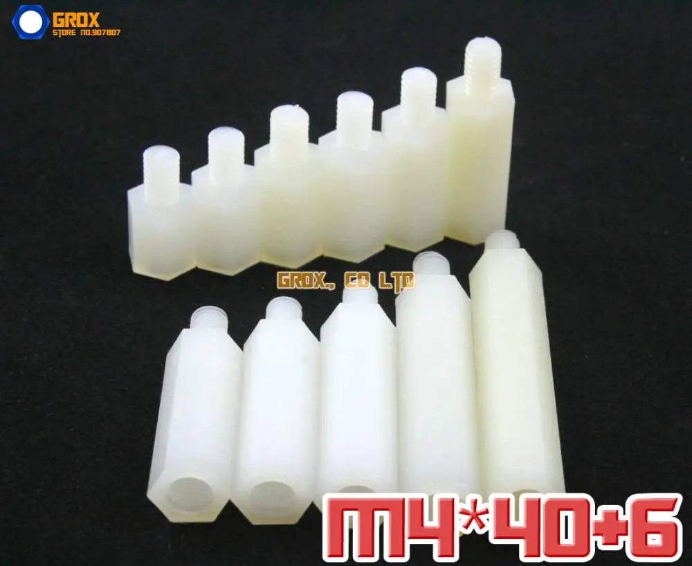 50 Pieces Nylon M4 x 40 + 6mm Female to Male PCB Motherboard Standoff Hex Spacer
50 Pieces Nylon M4 x 40 + 6mm Female to Male PCB Motherboard Standoff Hex Spacer