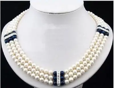 Free Shipping 3 ROW new 7-8mm natural Akoya white black Pearl Necklace 17'-19'' yellow GOL
Free Shipping 3 ROW new 7-8mm natural Akoya white black Pearl Necklace 17'-19'' yellow GOL