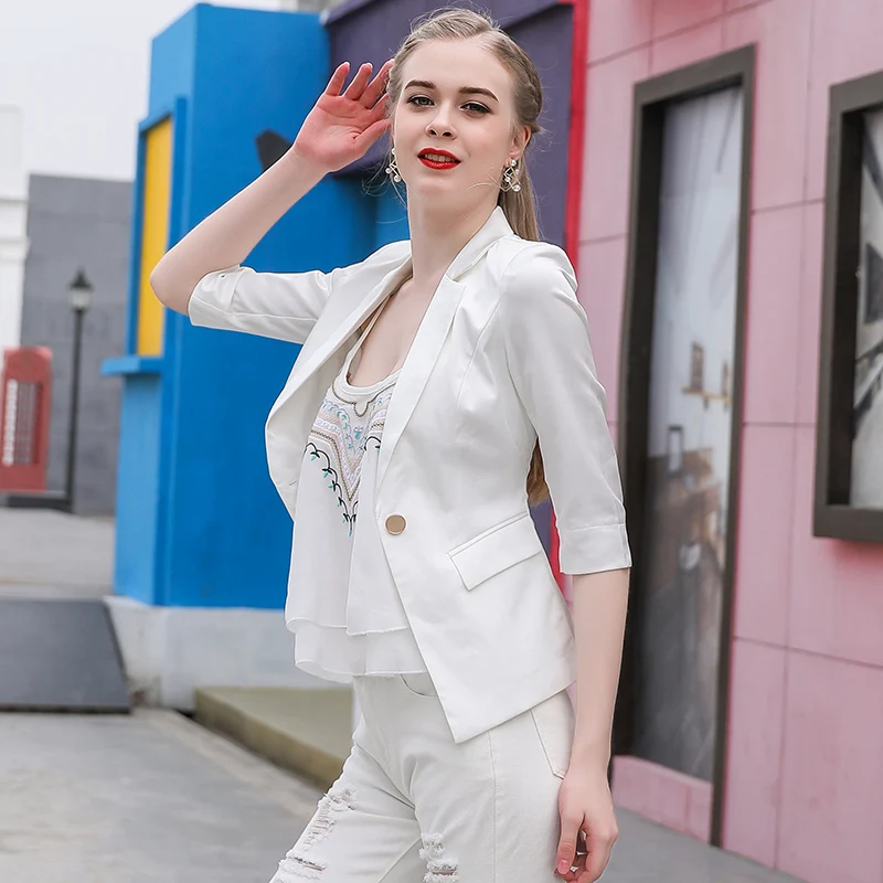 Women's jacket 2019 summer new chic small suit jacket female thin section temperament OL professional suit short paragraph wild
Women's jacket 2019 summer new chic small suit jacket female thin section temperament OL professional suit short paragraph wild