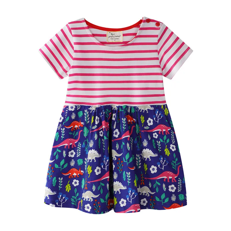 Платья для девочек с аппликацией Фламинго летняя хлопковая одежда