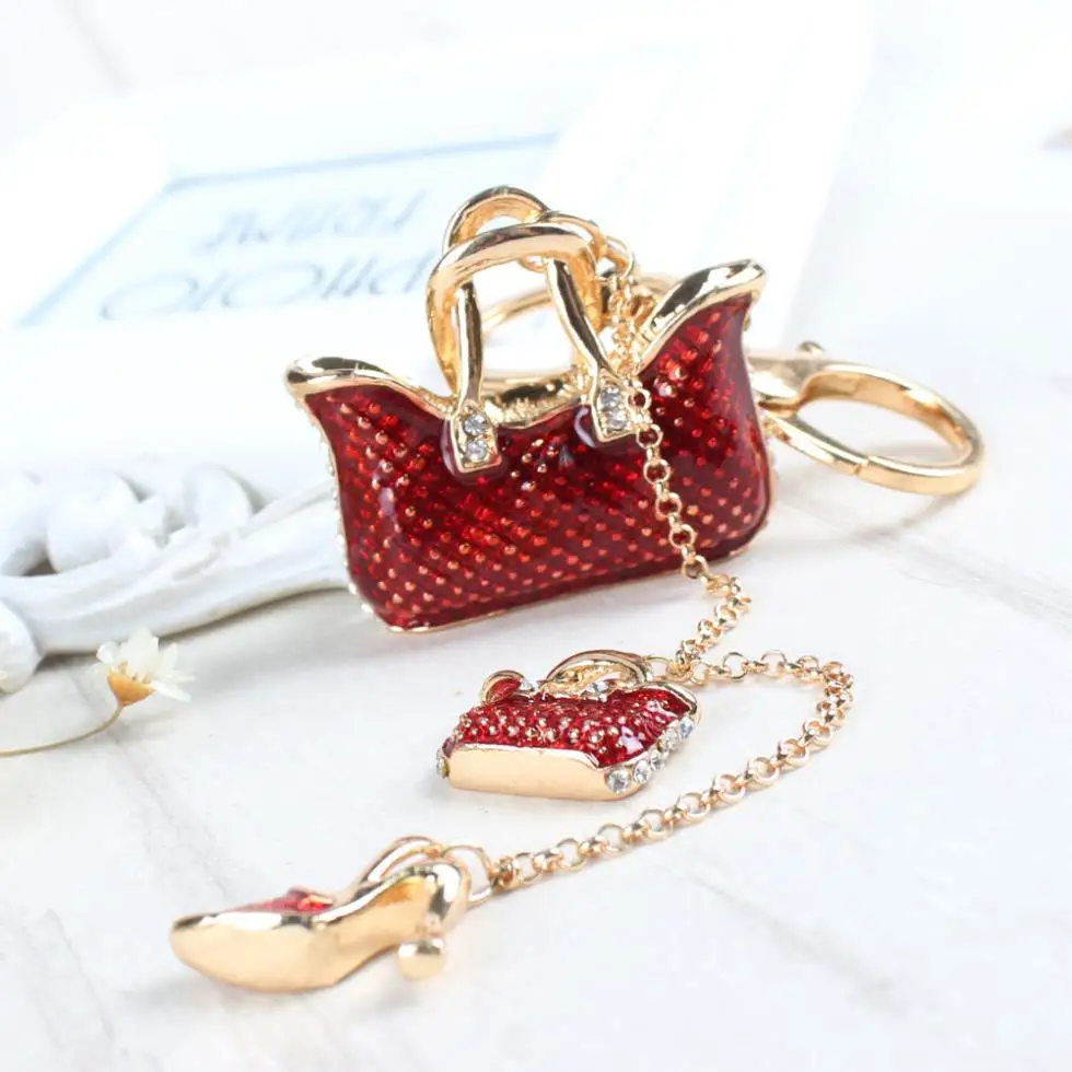 Two Red Handbag High Heel Shoe New Fashion Cute Rhinestone Crystal Car Purse Key Chain Jewelry Great Gift
Two Red Handbag High Heel Shoe New Fashion Cute Rhinestone Crystal Car Purse Key Chain Jewelry Great Gift