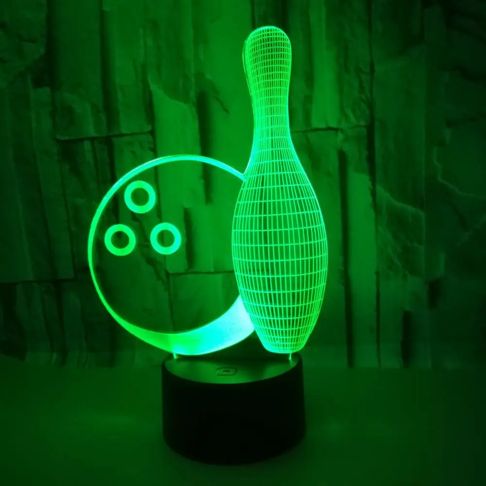 Ночной 3d светильник в стиле боулинга цветной светодиодный креативный маленький