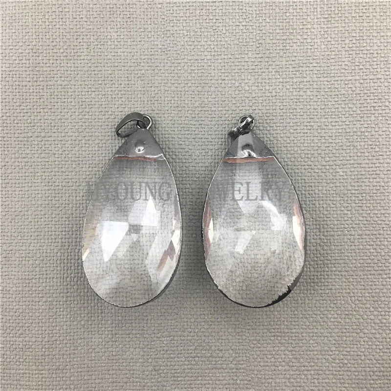 MY0498 Faceted Teardrop Shape Clear Crystal Quartz Pendant Gun Black Water Drop Pendant
MY0498 Faceted Teardrop Shape Clear Crystal Quartz Pendant Gun Black Water Drop Pendant