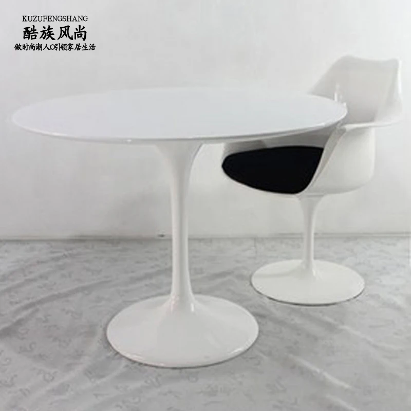 Fiberglass tulip table round conference to discuss computer desk Continental dining stylish reception | Мебель
