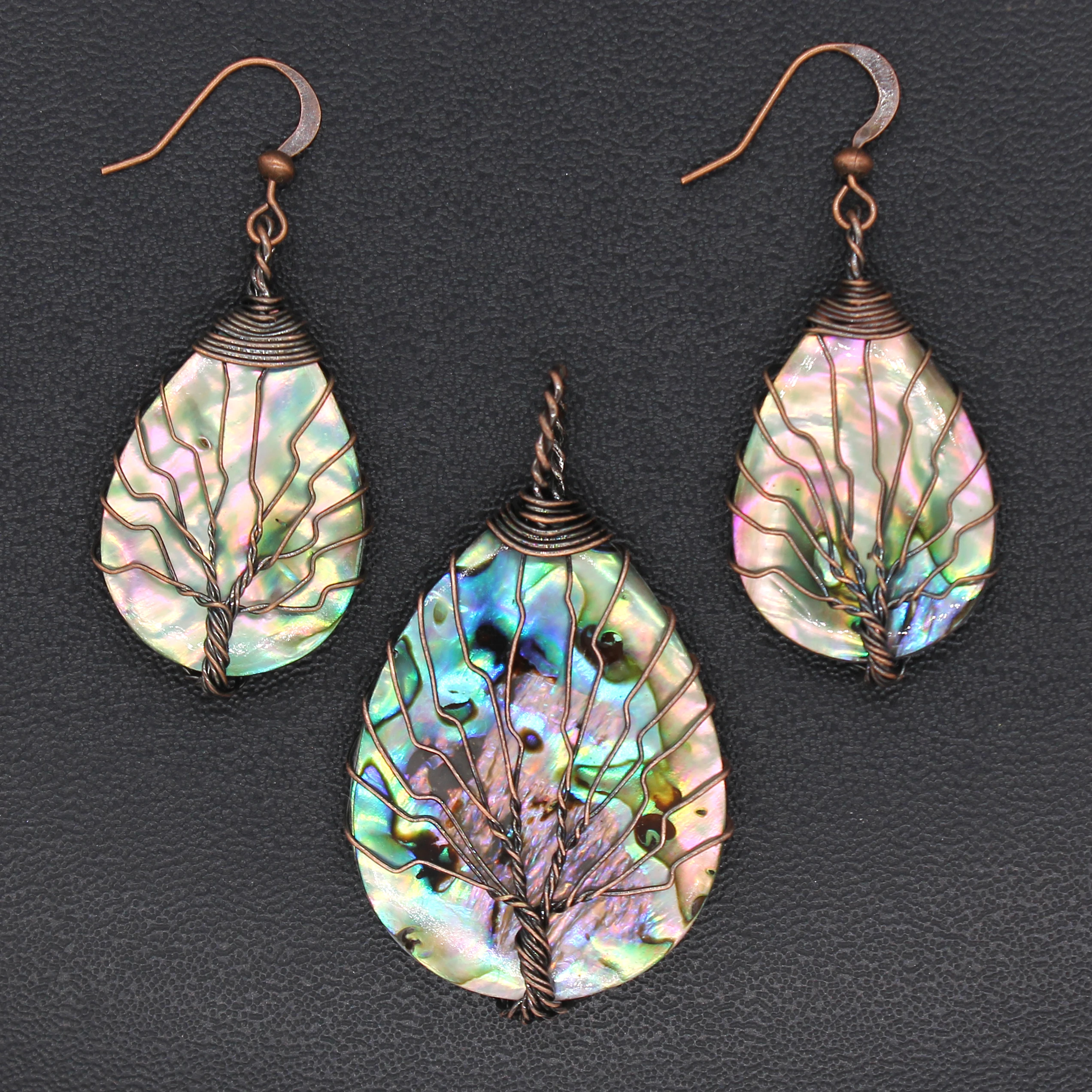 100-Unique 1 Pcs Copper Plated Wire Wrap Abalone Shell Pendant Water Drop Earring Ethnic Jewelry Set
100-Unique 1 Pcs Copper Plated Wire Wrap Abalone Shell Pendant Water Drop Earring Ethnic Jewelry Set