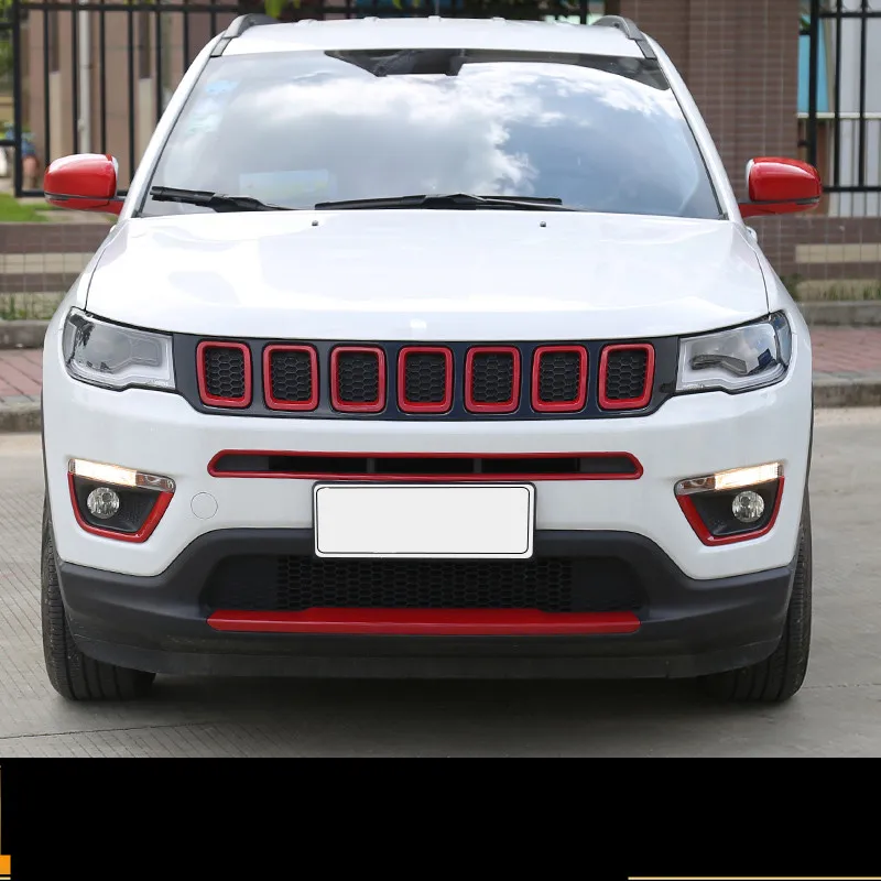 Декоративная рамка для переднего бампера гоночного гриля Jeep Compass 2017 2018
