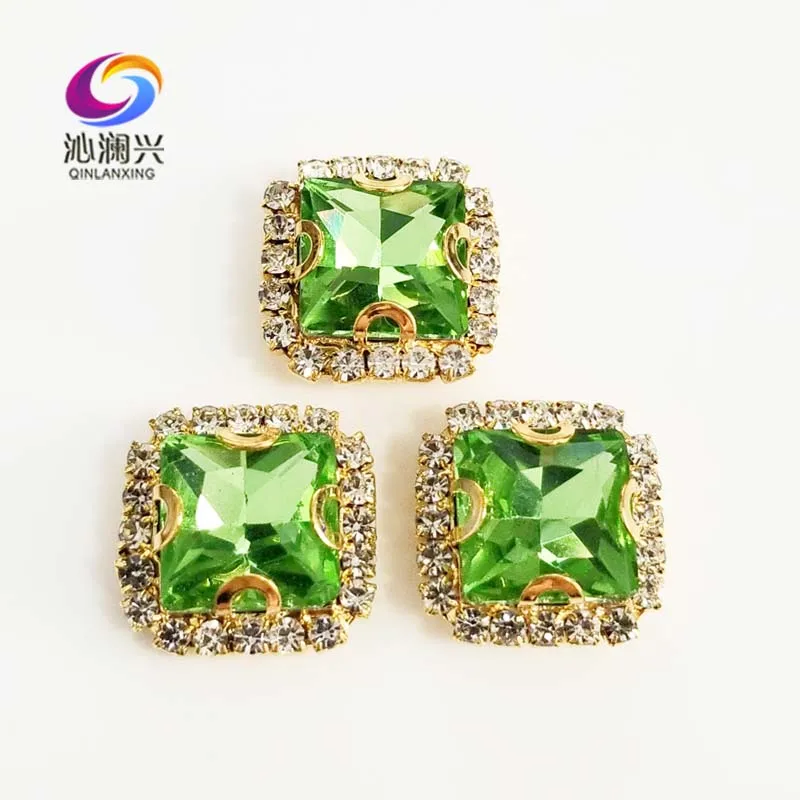Golden bottom Light green square shape top Crystal glass buckle, sew on rhinestones use for Diy/jewelry accessories SQKG15
Golden bottom Light green square shape top Crystal glass buckle, sew on rhinestones use for Diy/jewelry accessories SQKG15