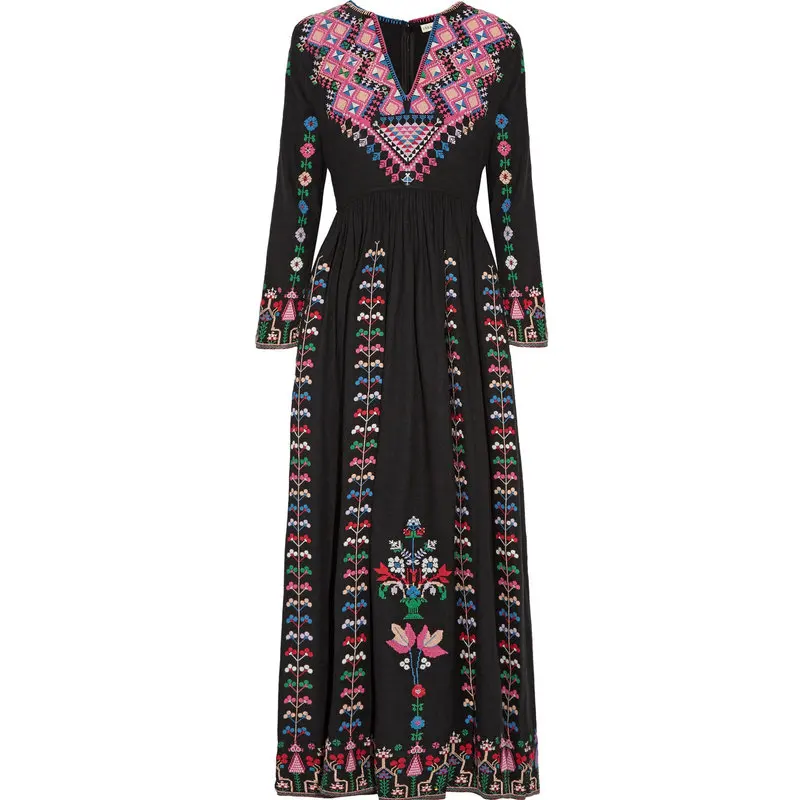 High quality vintage embroidery tassel summer dress women vestidos black side split beach dress bohimian people long dress
High quality vintage embroidery tassel summer dress women vestidos black side split beach dress bohimian people long dress