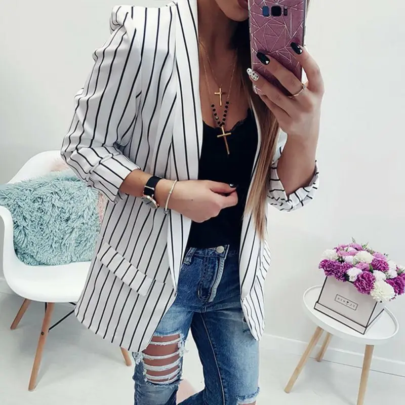 New Casual Blazers Spring Slim Fit Women Formal Jackets Office Work Open Front Notched Ladies Blazer Coat Winter Outwear
New Casual Blazers Spring Slim Fit Women Formal Jackets Office Work Open Front Notched Ladies Blazer Coat Winter Outwear