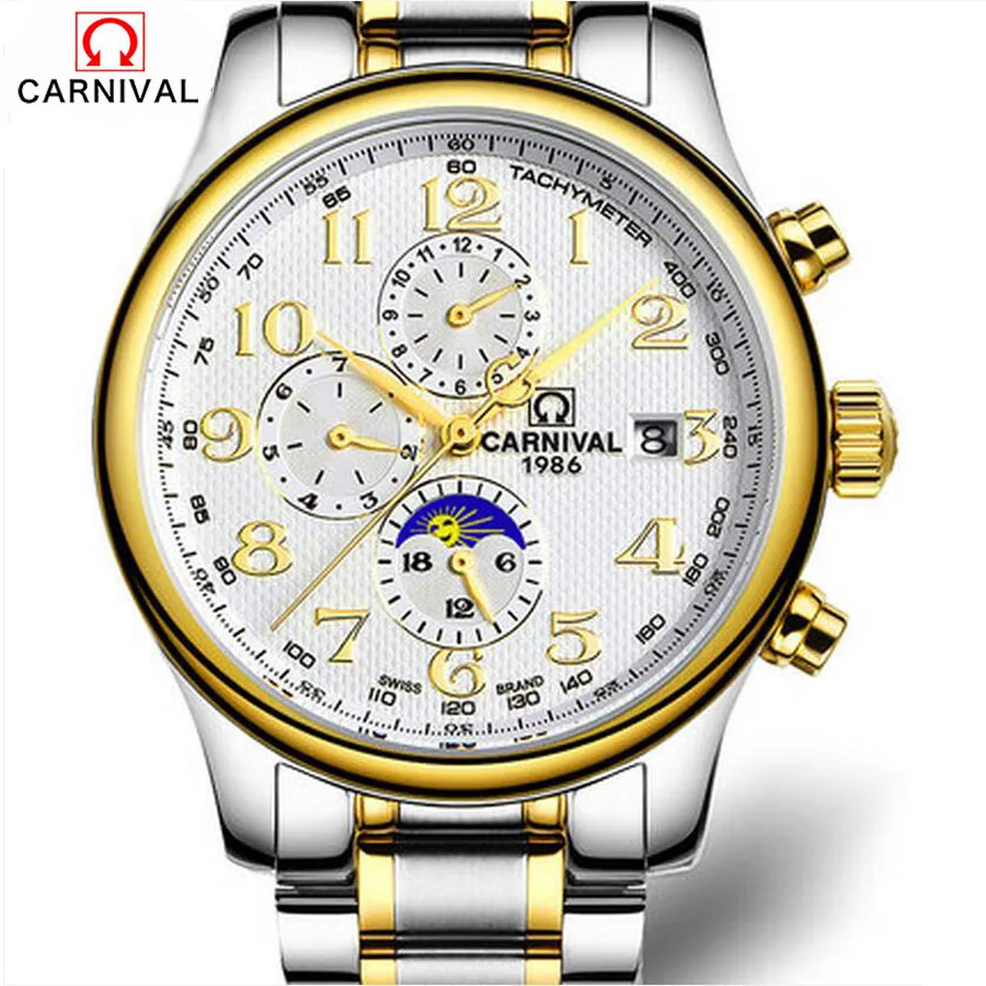 Carnival Top Brand Luxury 6 Hand 24 Hours Date Multifunctional Men's Mechanical Watches Military Waterproof 30M Watch Sapphire
Carnival Top Brand Luxury 6 Hand 24 Hours Date Multifunctional Men's Mechanical Watches Military Waterproof 30M Watch Sapphire
