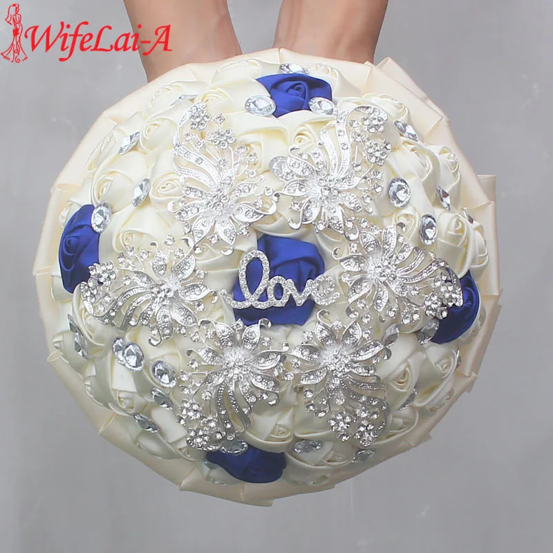 WifeLai-A Cream with Royal blue Rose Brooch Bridal Bouquets ,Wedding Handing Flowers with Silver Rhinestone,Accept Custom W2688
WifeLai-A Cream with Royal blue Rose Brooch Bridal Bouquets ,Wedding Handing Flowers with Silver Rhinestone,Accept Custom W2688
