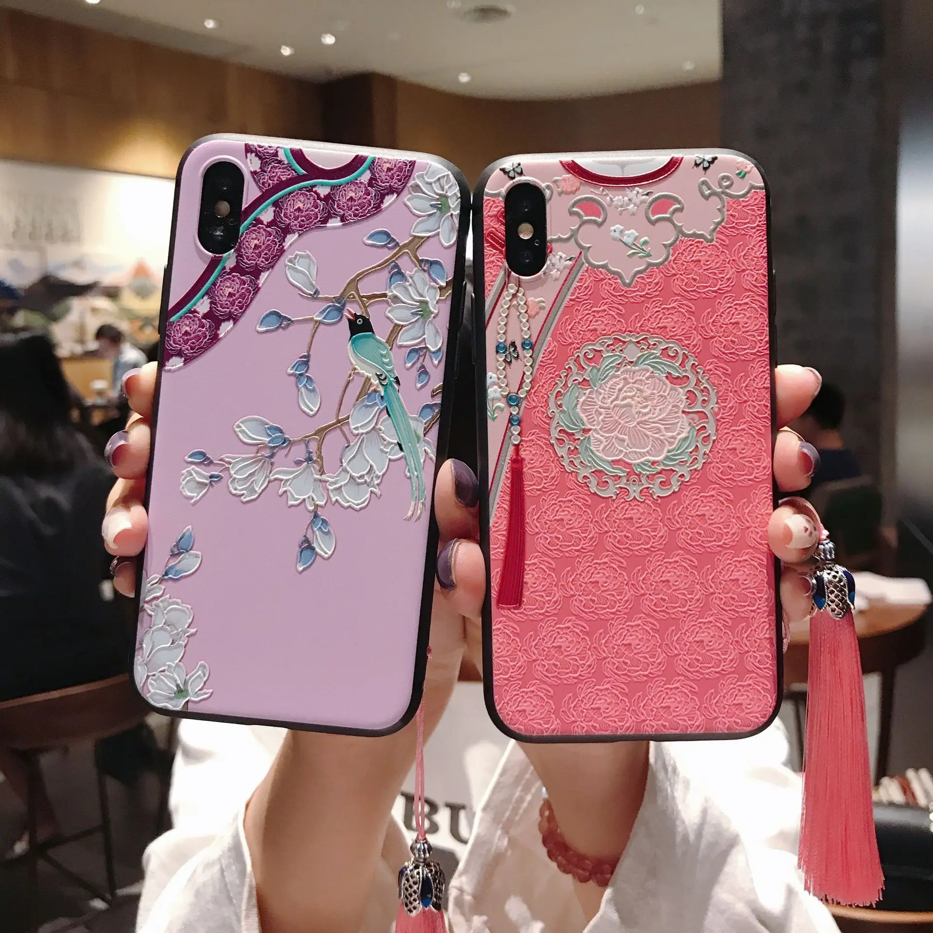 Чехол для телефона с рельефной кисточкой в китайском стиле iPhone 11 12 Pro Max XS MAX XR