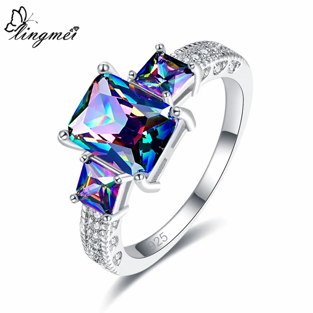 lingmei Cocktail Party Anniversary Rainbow Blue White Cubic Zircon Fashion Jewelry Silver Color Ring Size 6-9 10 11 12
lingmei Cocktail Party Anniversary Rainbow Blue White Cubic Zircon Fashion Jewelry Silver Color Ring Size 6-9 10 11 12