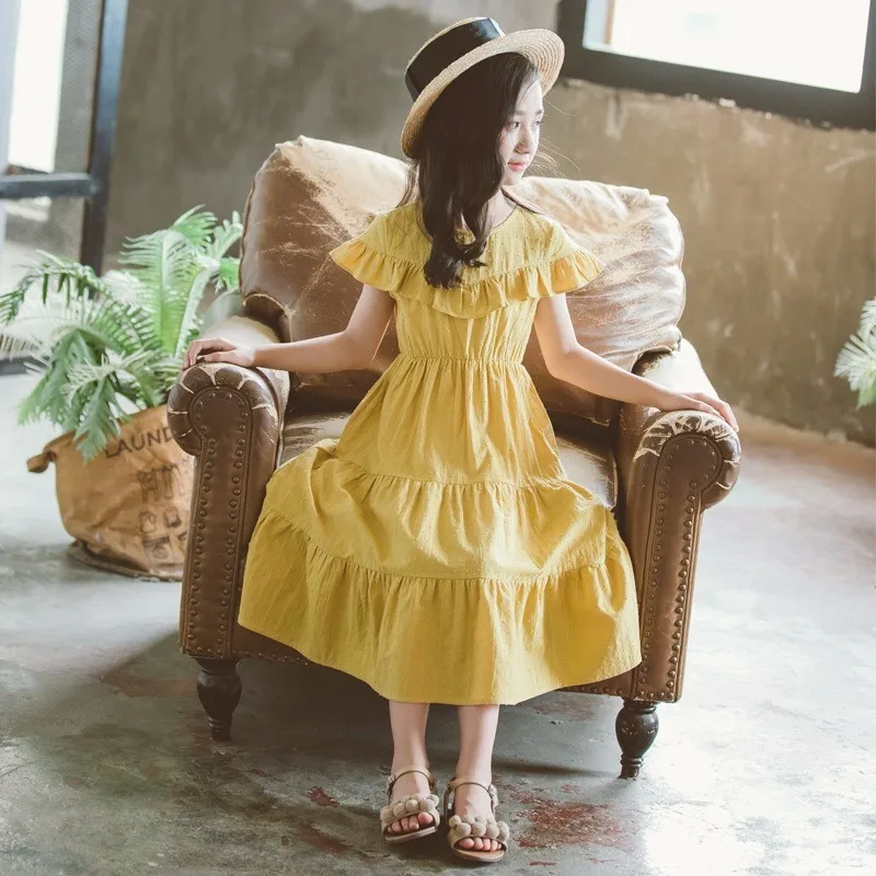 Mother And Daughter Clothes Big Girl Cotton Dresses Summer Long Teenager Princess Dress For Girls Yellow Kids Clothing Fashion
Mother And Daughter Clothes Big Girl Cotton Dresses Summer Long Teenager Princess Dress For Girls Yellow Kids Clothing Fashion