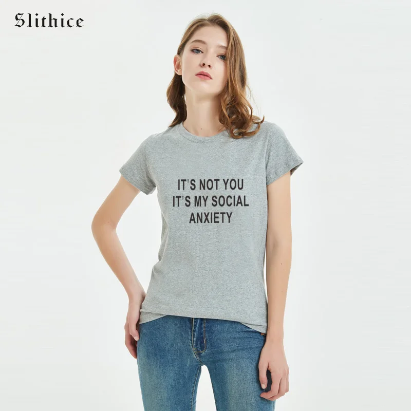 Футболка женская Slithice летняя футболка с надписью IT'S NOT YOU MY SOCIAL беспокойство |