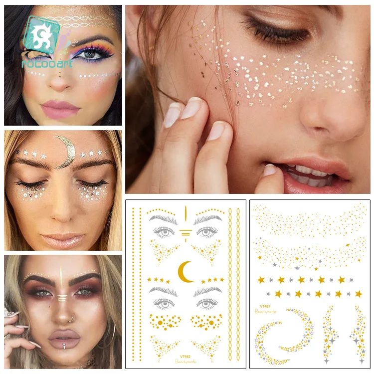 Rocooart Gold Face Tattoo Freckles Make Up Fake Tattoo Eye Flash Taty Body Art Waterproof Temporary Tattoo Stickers Party Tattoo
Rocooart Gold Face Tattoo Freckles Make Up Fake Tattoo Eye Flash Taty Body Art Waterproof Temporary Tattoo Stickers Party Tattoo