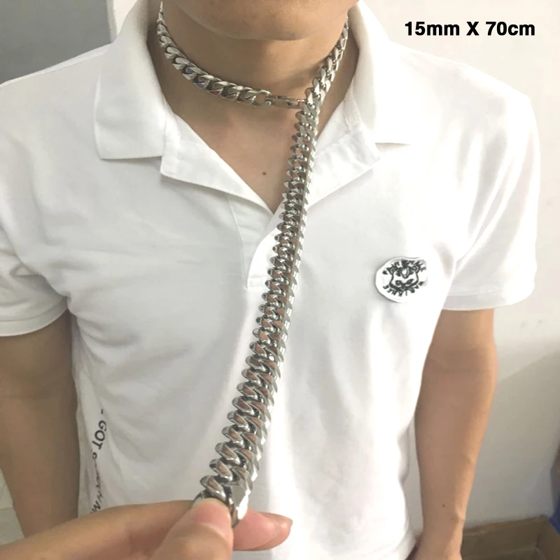 Miami Cuban Chains Hip Hop Jewelry Men Women Sexy Long Necklace Choker Chain Silver Stainless steel 15mm28"-40"
Miami Cuban Chains Hip Hop Jewelry Men Women Sexy Long Necklace Choker Chain Silver Stainless steel 15mm28"-40"