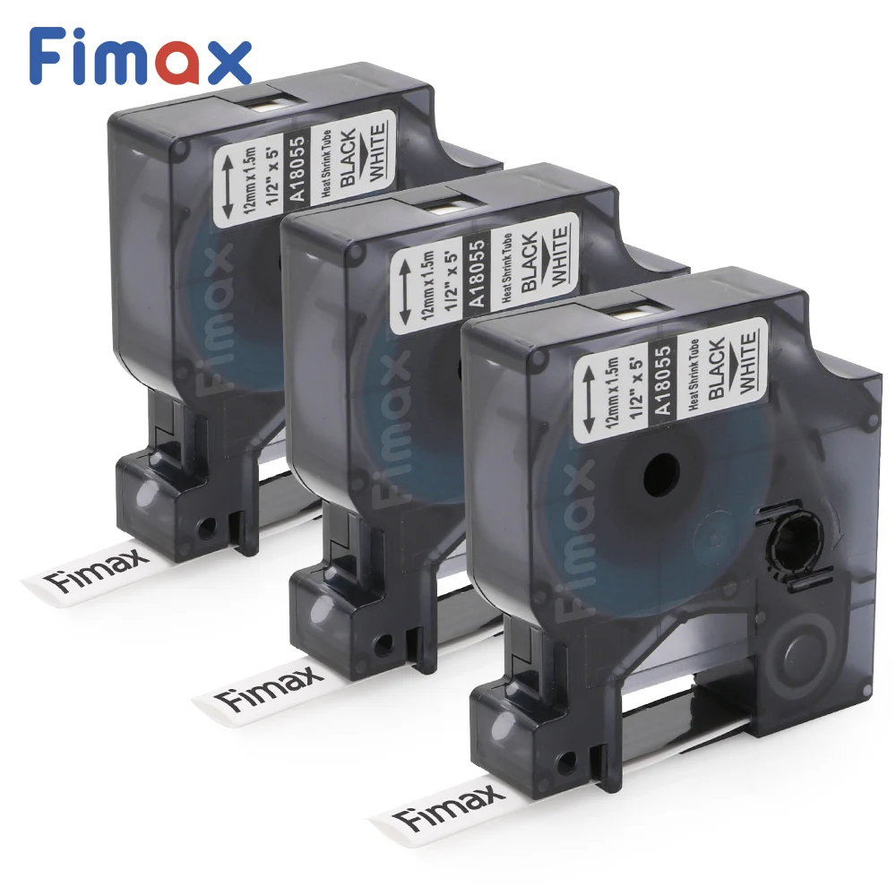 Fimax 3 шт. стандартная промышленная термоусадочная трубка 18051 черная на белом 6 мм