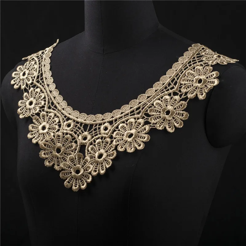 2pc Gold Embroidery Polyester Guipure Flower Lace Neckline Fabric DIY Lace Collar Fabric Sewing Applique Supplies Dress-SC
2pc Gold Embroidery Polyester Guipure Flower Lace Neckline Fabric DIY Lace Collar Fabric Sewing Applique Supplies Dress-SC