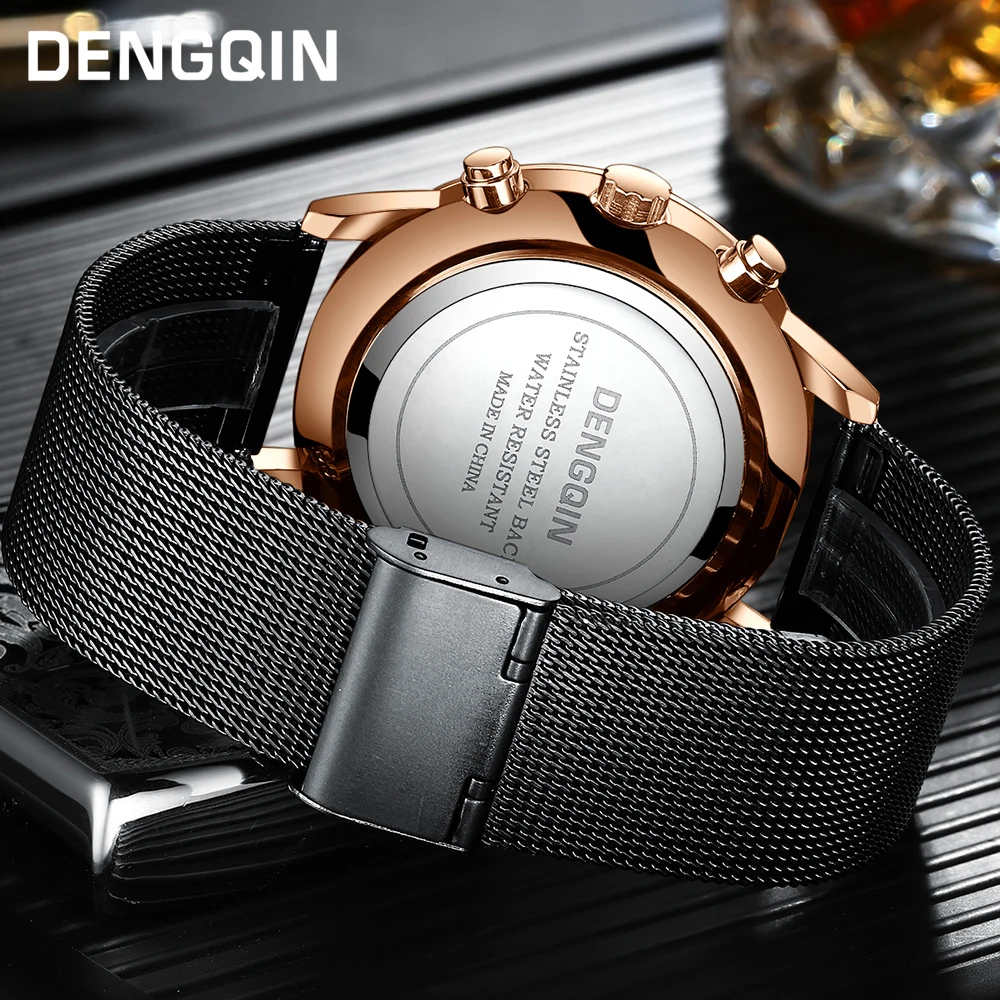 DENGQIN Mens Watch Top Brand Men's Fashion Watches Chronograph Simple Designed Quartz Wrist Hot Clock Male Casual | Наручные часы
